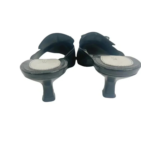 Y2k Merona Allyn Black Leather Kitten Heels Bow Size 5.5 - Picture 4 of 10